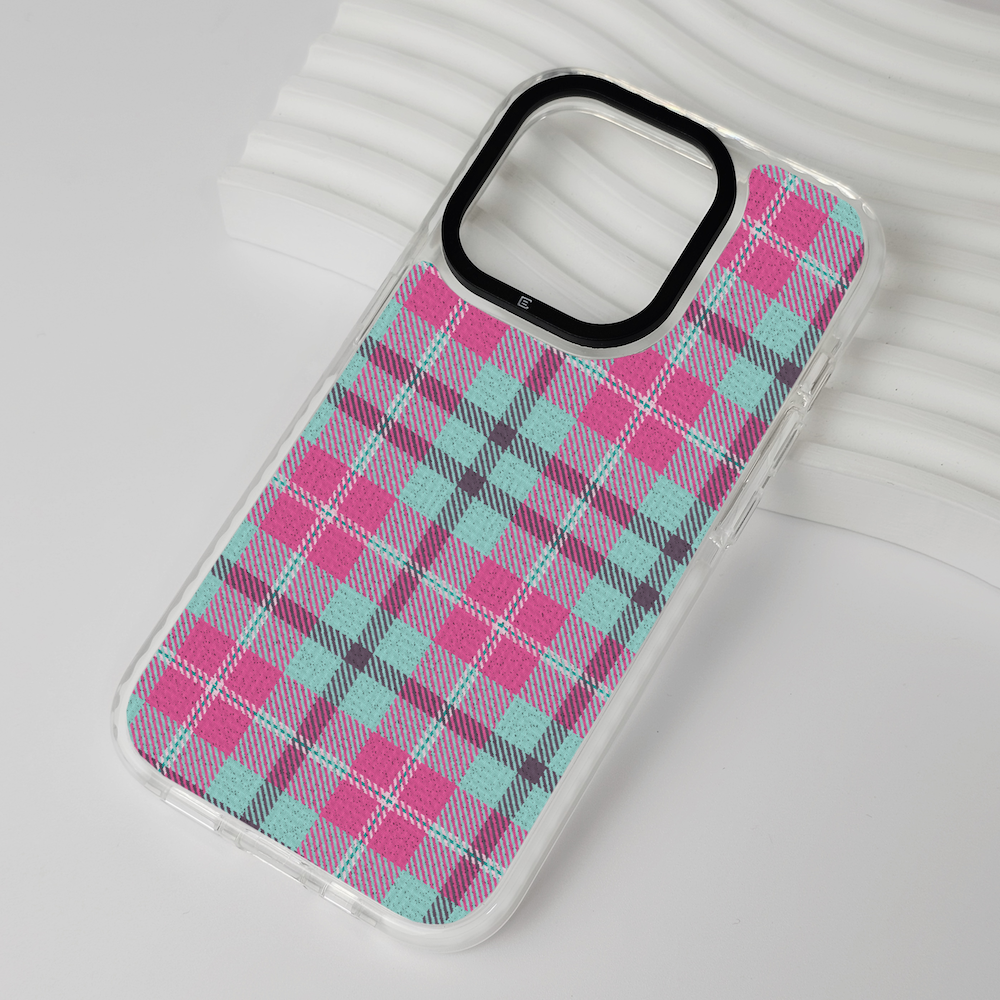 Mint Pink Plaid iPhone Case