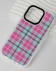 Mint Pink Plaid iPhone Case