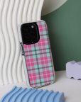 Mint Pink Plaid iPhone Case