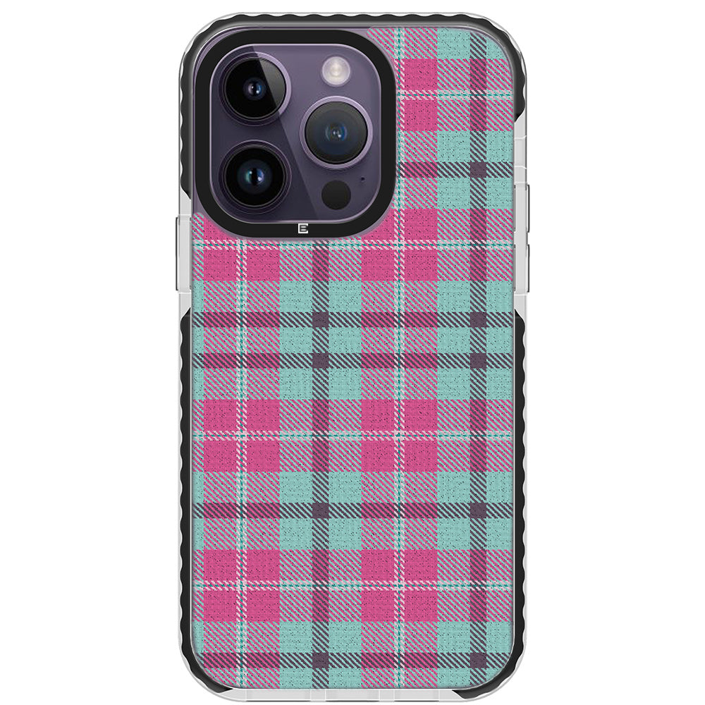 Mint Pink Plaid iPhone Case