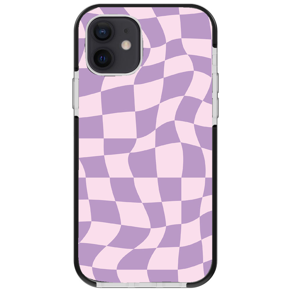 Warped Purple Checkered Impact iPhone Case