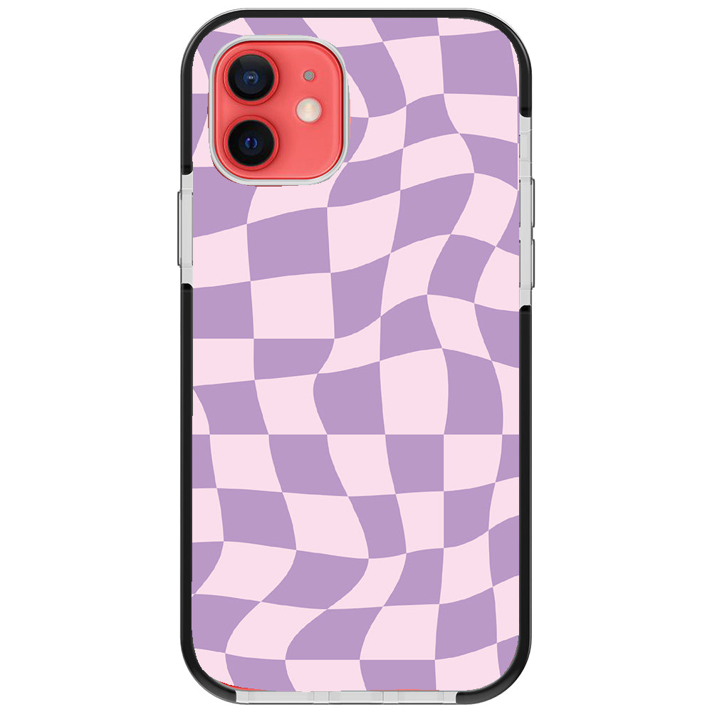 Warped Purple Checkered Impact iPhone Case