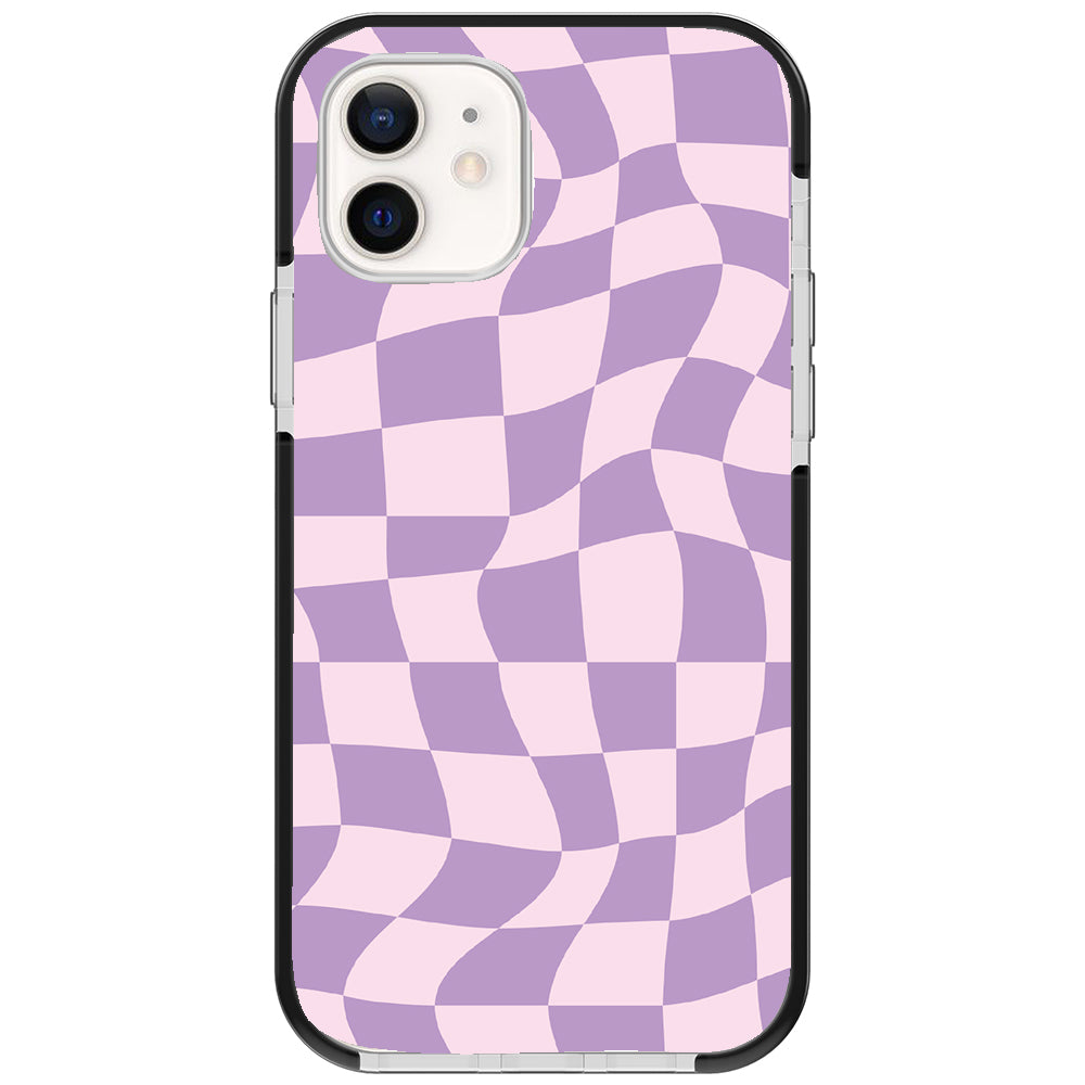 Warped Purple Checkered Impact iPhone Case