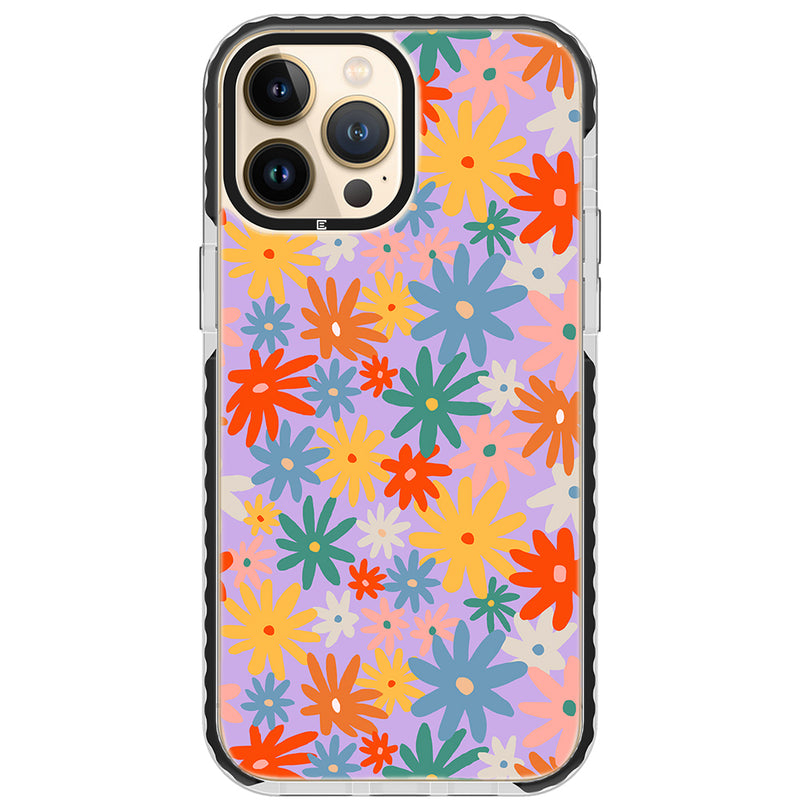 Retro Neon Flowers Impact iPhone Case
