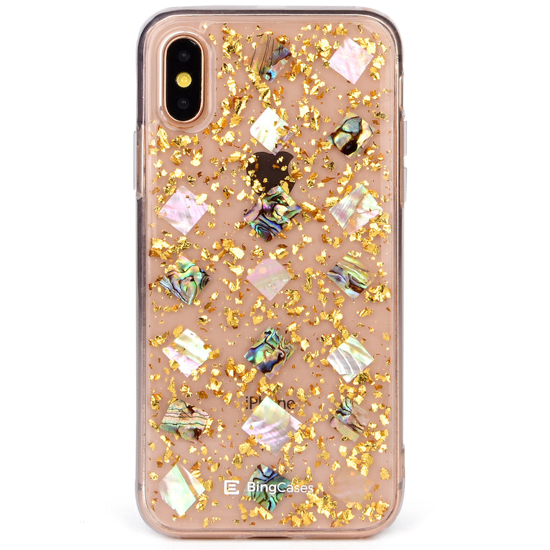 Mother of Pearl Gold Flakes iPhone Case
