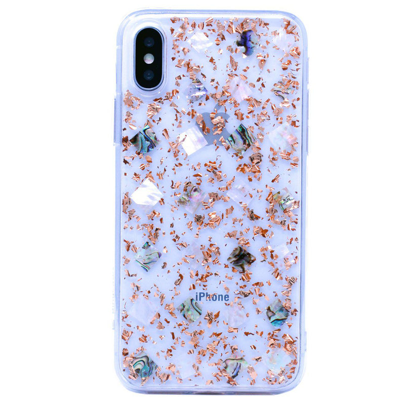 Mother of Pearl Rosegold Flakes iPhone Case