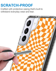 Orange Warped Checkerboard Samsung Phone Case
