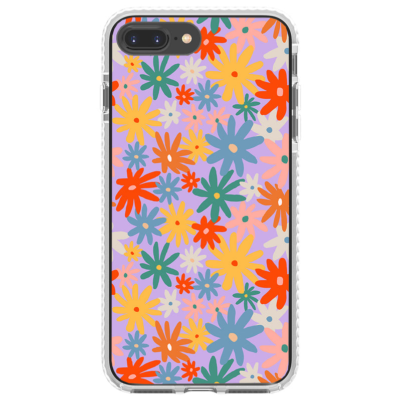 Retro Neon Flowers Impact iPhone Case