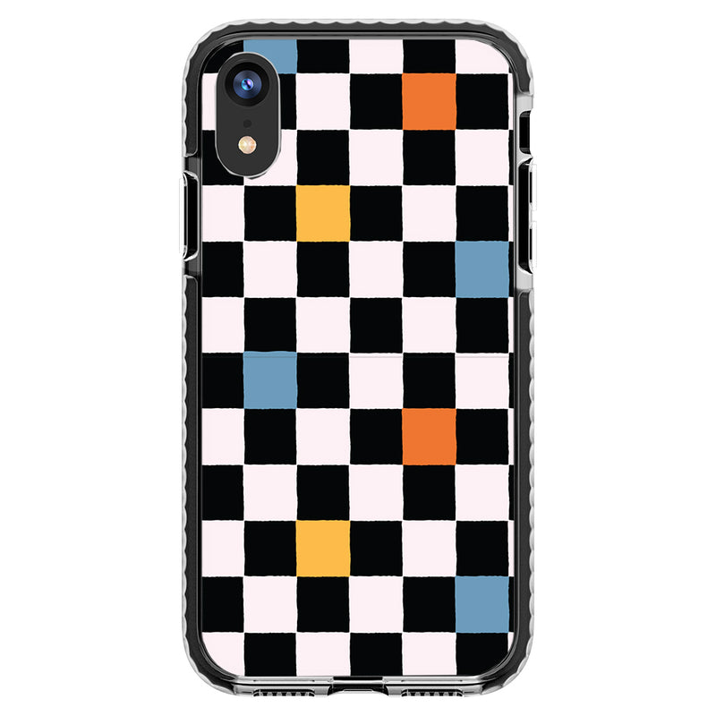 Retro Black/White Grid Impact iPhone Case