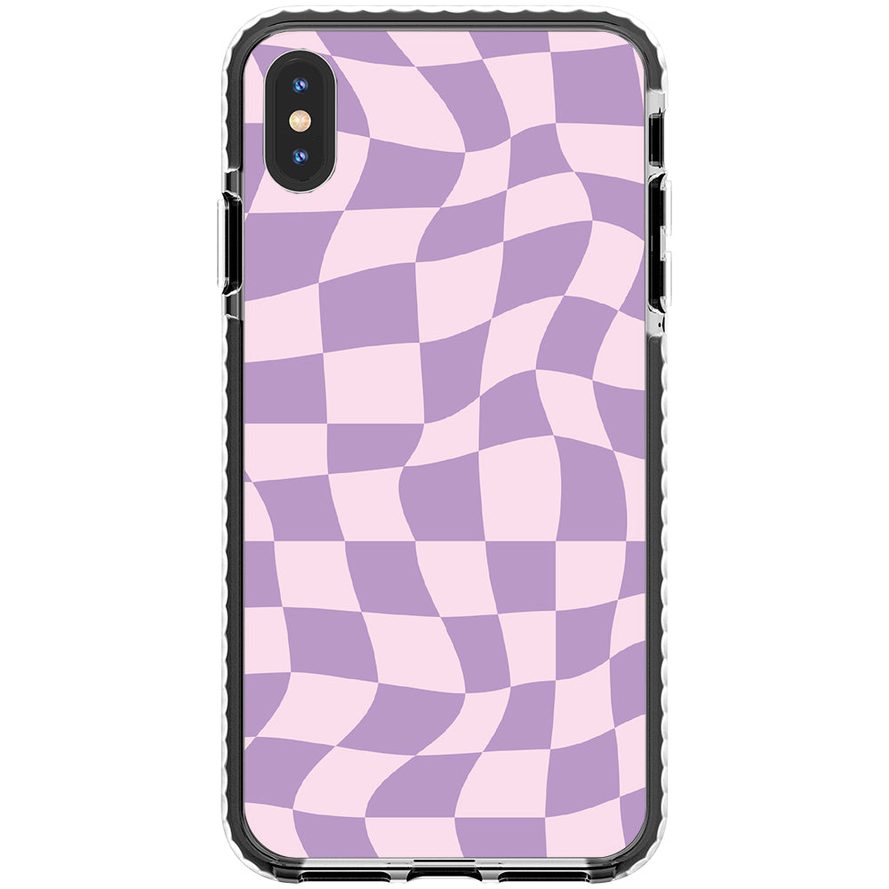 Warped Purple Checkered Impact iPhone Case