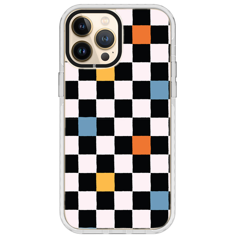 Retro Black/White Grid Impact iPhone Case