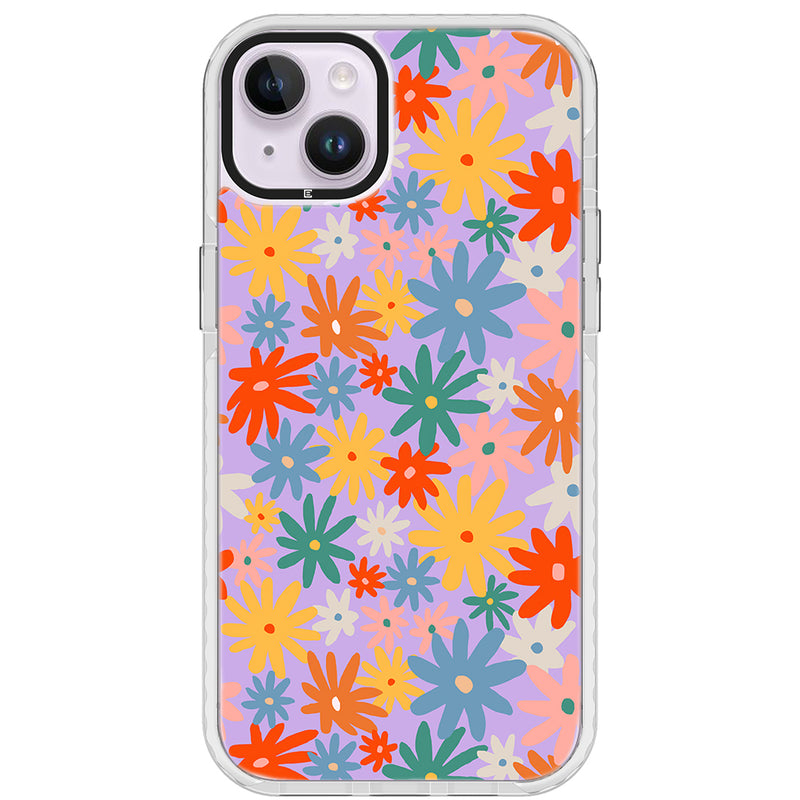 Retro Neon Flowers Impact iPhone Case