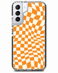 Orange Warped Checkerboard Samsung Phone Case